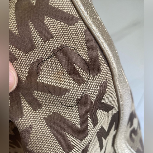 Michael Kors Brown and Gold Tote Bag with Signature MK Design - Picture 12 of 16